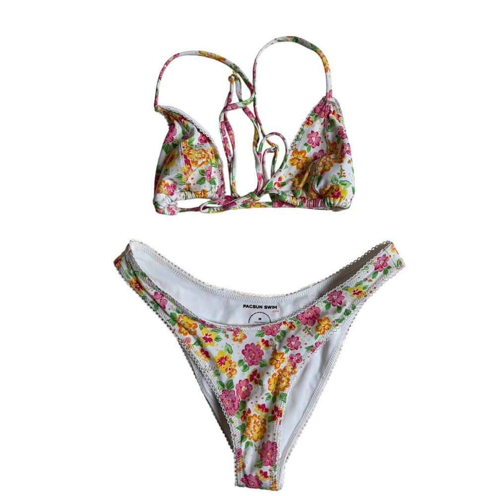 NWT PacSun Floral Bikini (White) - Top (Small) / Bottom (Medium)